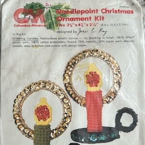 Columbia-Minerva Vintage Needlepoint Christmas Ornament Kit 🕯️🎄❤️